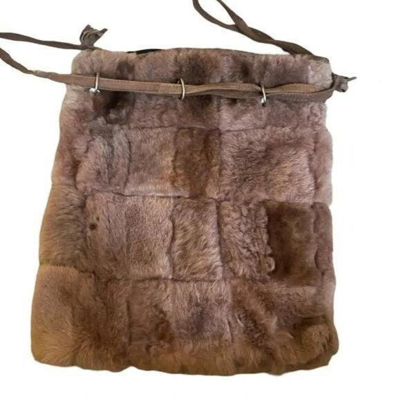 Vintage 1990s Faux Fur & Real Leather Patchwork Bucket Bag – Made in Spain - Picture 6 of 10